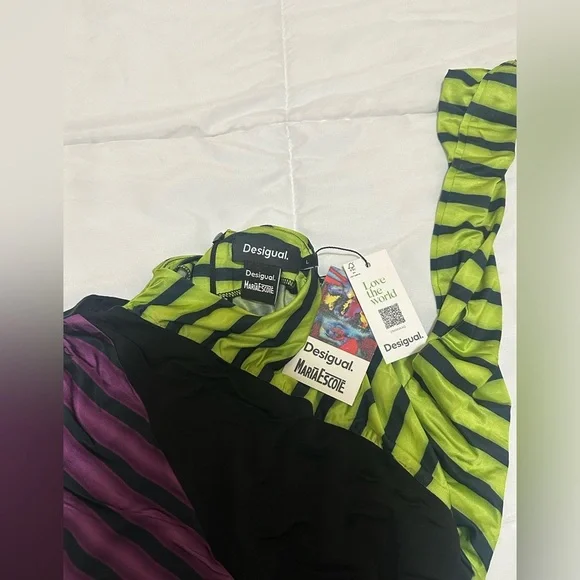 NWT Desigual Maria Escote Dress in Black, Green, Pink and Purple Size Large - Picture 5 of 6